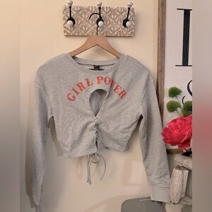 SHEIN scrunched (Girl Power) light long sleeves sweatshirt